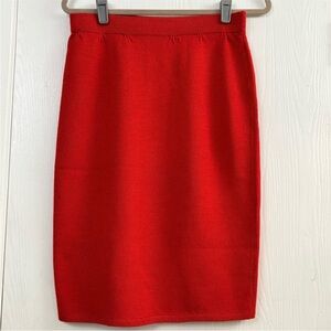 St. John Elegant Red Knit Pullover Pencil Skirt Sz 10